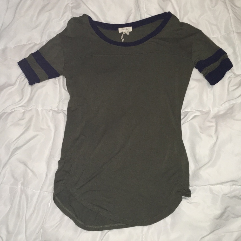 Green and blue striped shirt